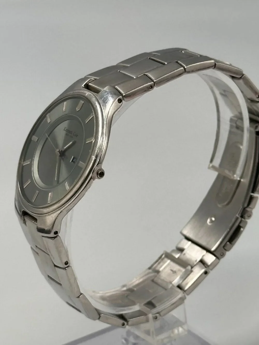 3/$30 Kenneth Cole Watch Men Silver Missing Crown Untested Selling As Is 8.25